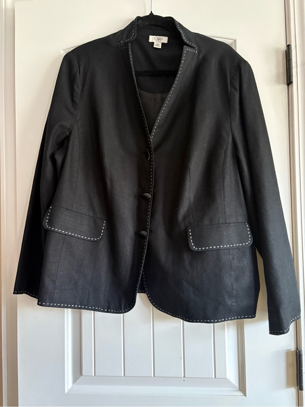 Cato Black Blazer with White Contrast Stitching